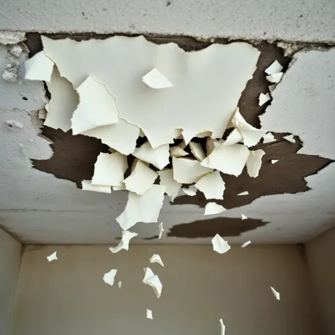Odpadający tynk z sufitu na balkonie