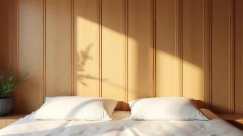 Panele drewniane na ścianie w sypialni