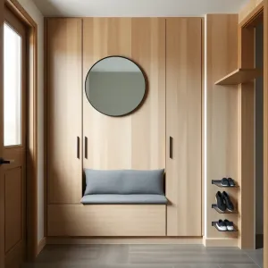 Szafa do przedpokoju z lamelami i siedziskiem