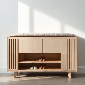 Szafka na buty z siedziskiem i lamelami