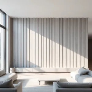 Szare lamele w salonie