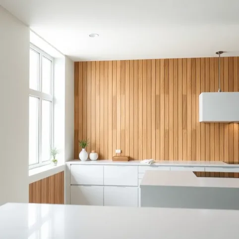 Tapeta lamele w kuchni