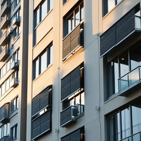 Żaluzje fasadowe w bloku