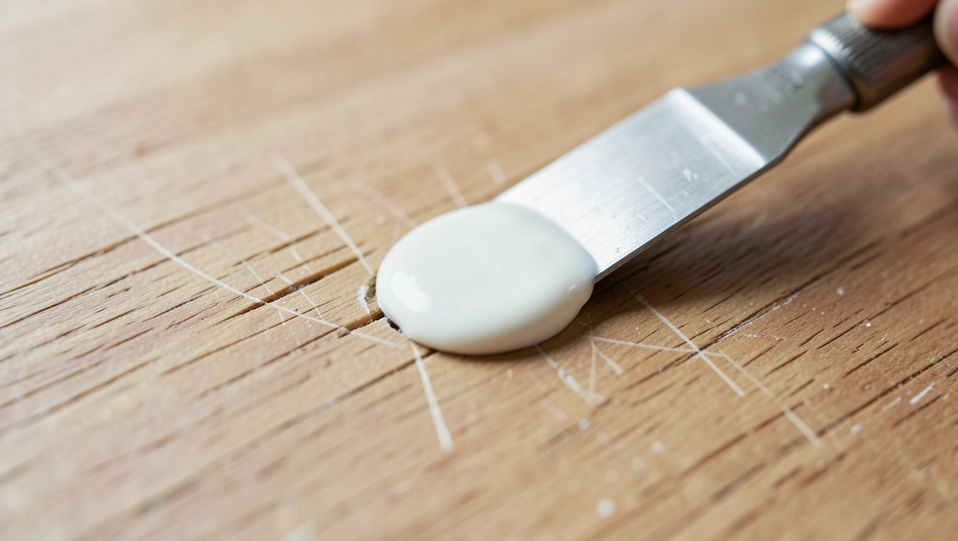 Szpachlowanie ubytków w fornirze