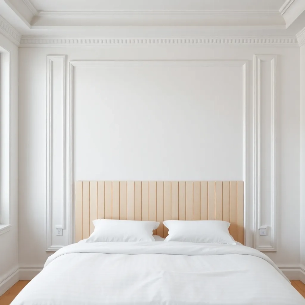 Sztukateria i lamele w sypialni