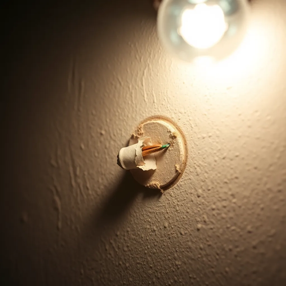 Uszkodzona izolacja kabla w ścianie